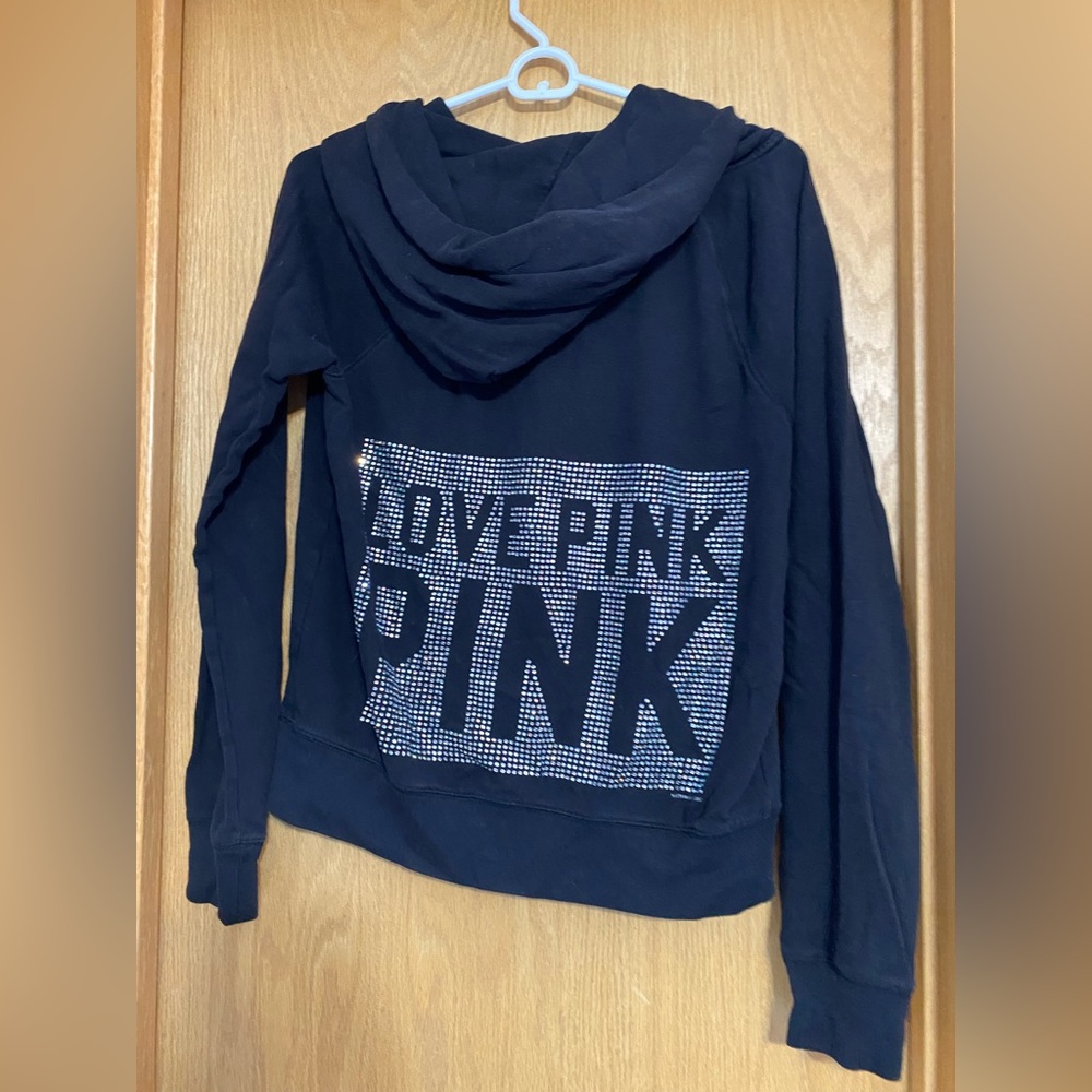 PINK Black bejeweled sweatshirt Size M